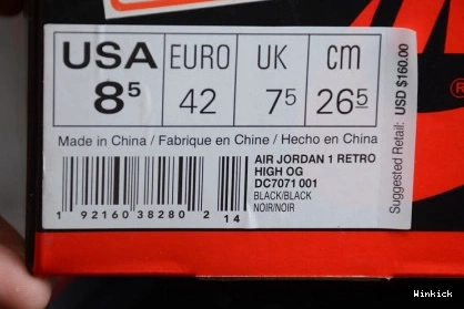 1 AIR BLACK DC7071-001 OG GYM RED RETRO HIGH JORDAN 0804